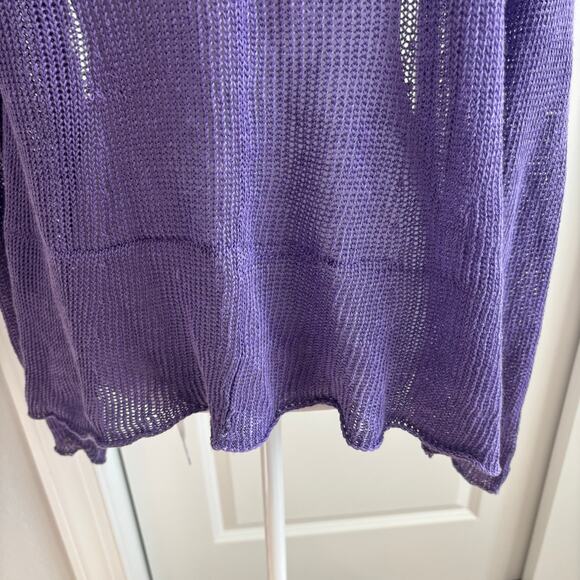 Eileen Fisher Women’s 100% Linen Open Knit Purple Open Front Cardigan SP - Picture 11 of 12